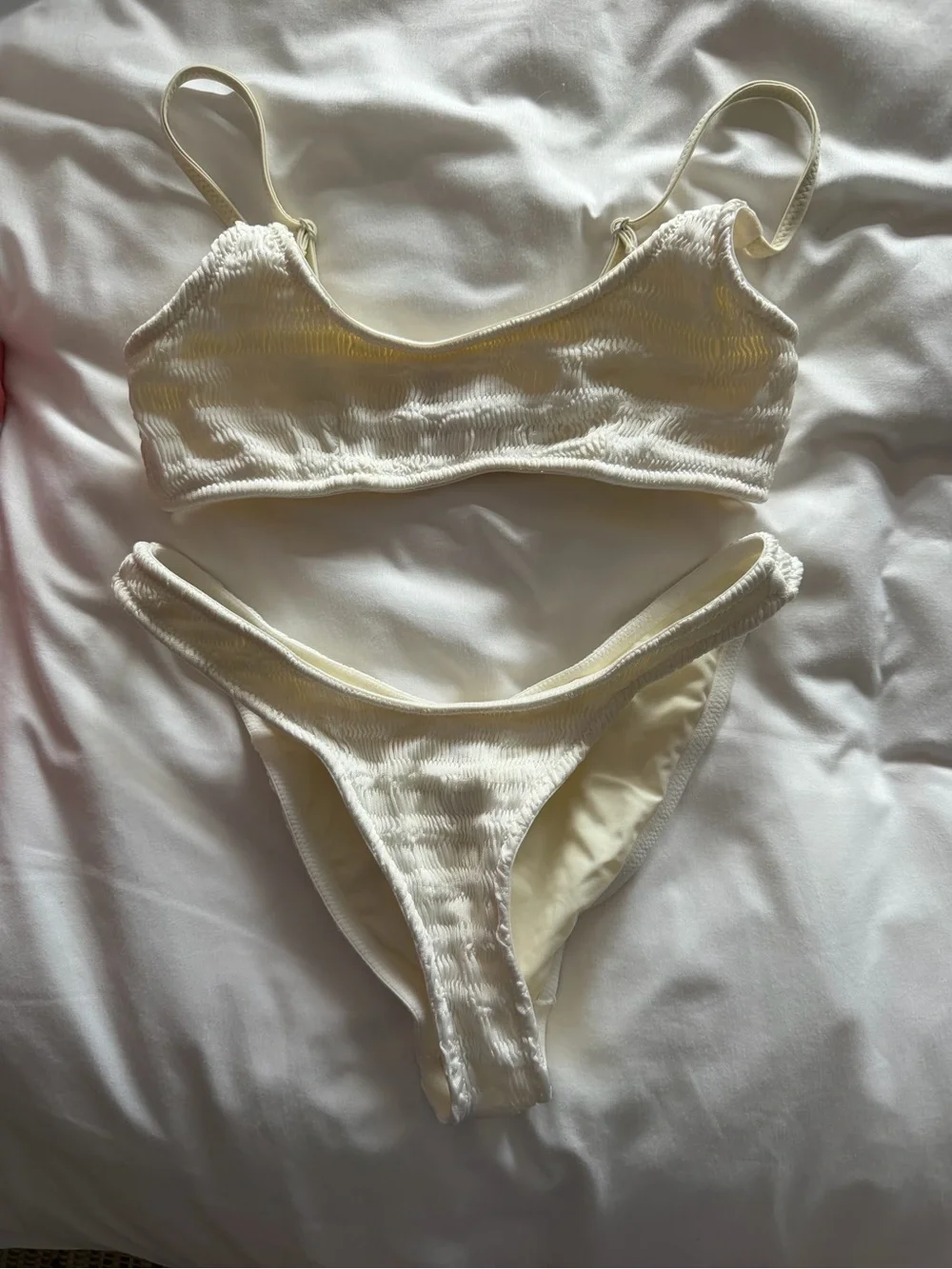 triangl swimwear Cream Ribbed Two-Piece Bikini Set